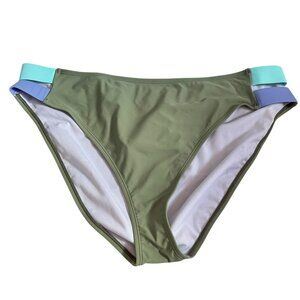 Indigo Sky x Maurices bikini bottoms XXL olive green blue side cut outs swimsuit